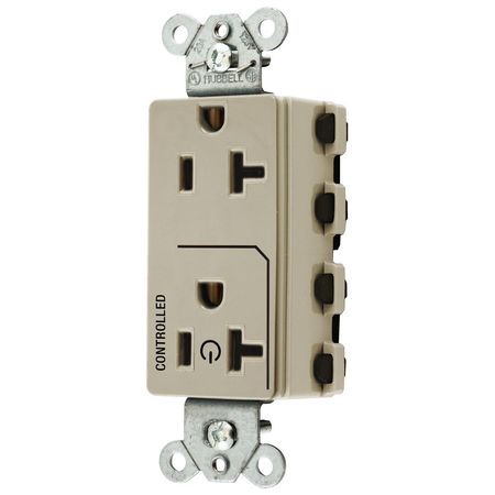HUBBELL WIRING DEVICE-KELLEMS Straight Blade Devices, Receptacles, Style Line Decorator Duplex, SNAPConnect, 20A 125V, 2-Pole 3-Wire Grounding, Nylon, Ivory SNAP2162C1I